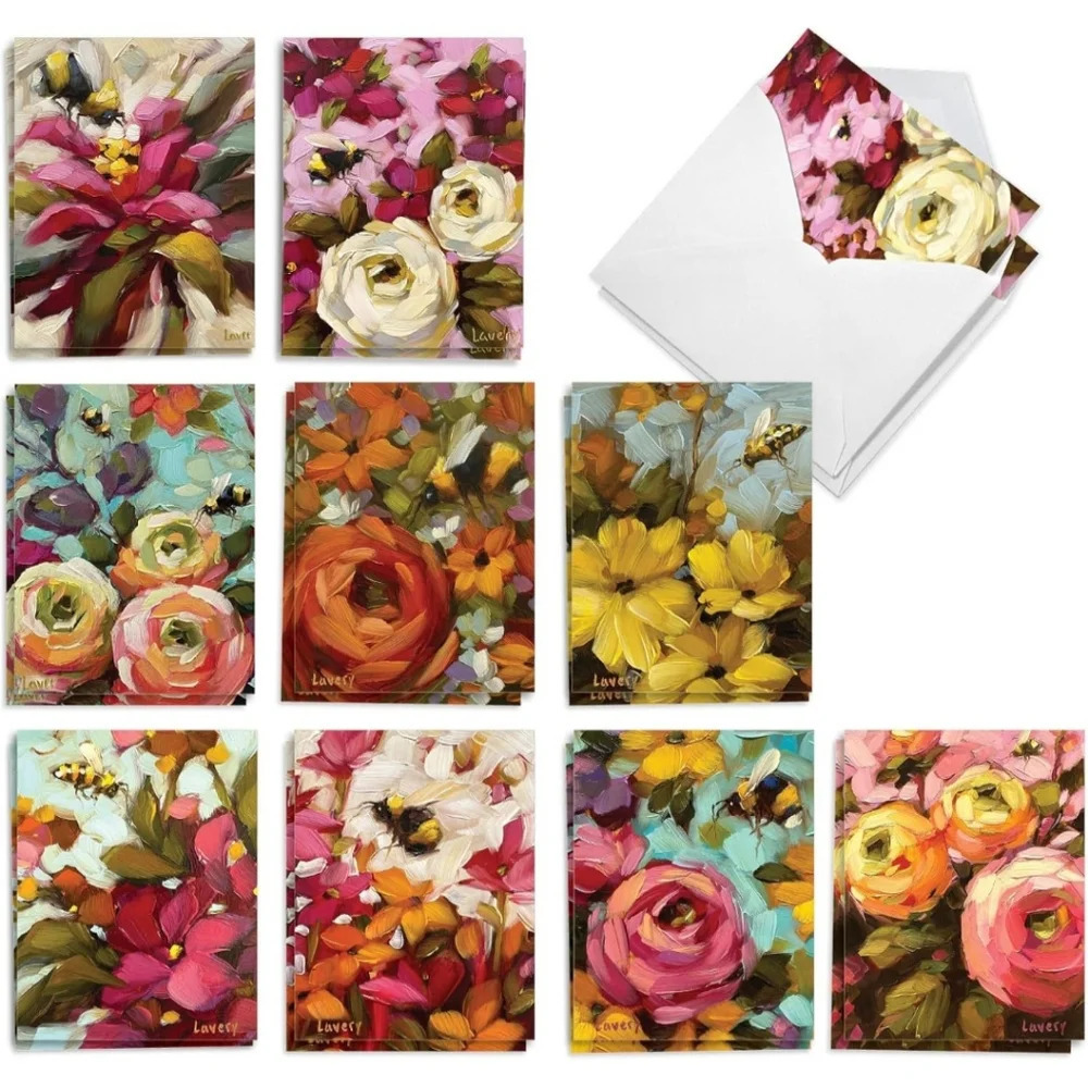 The Best  Card Company 20 Blank Notecards Bulk Box Set- 4 x 5.12" with envelopes